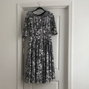 Elegant Black and White Swirl Dress